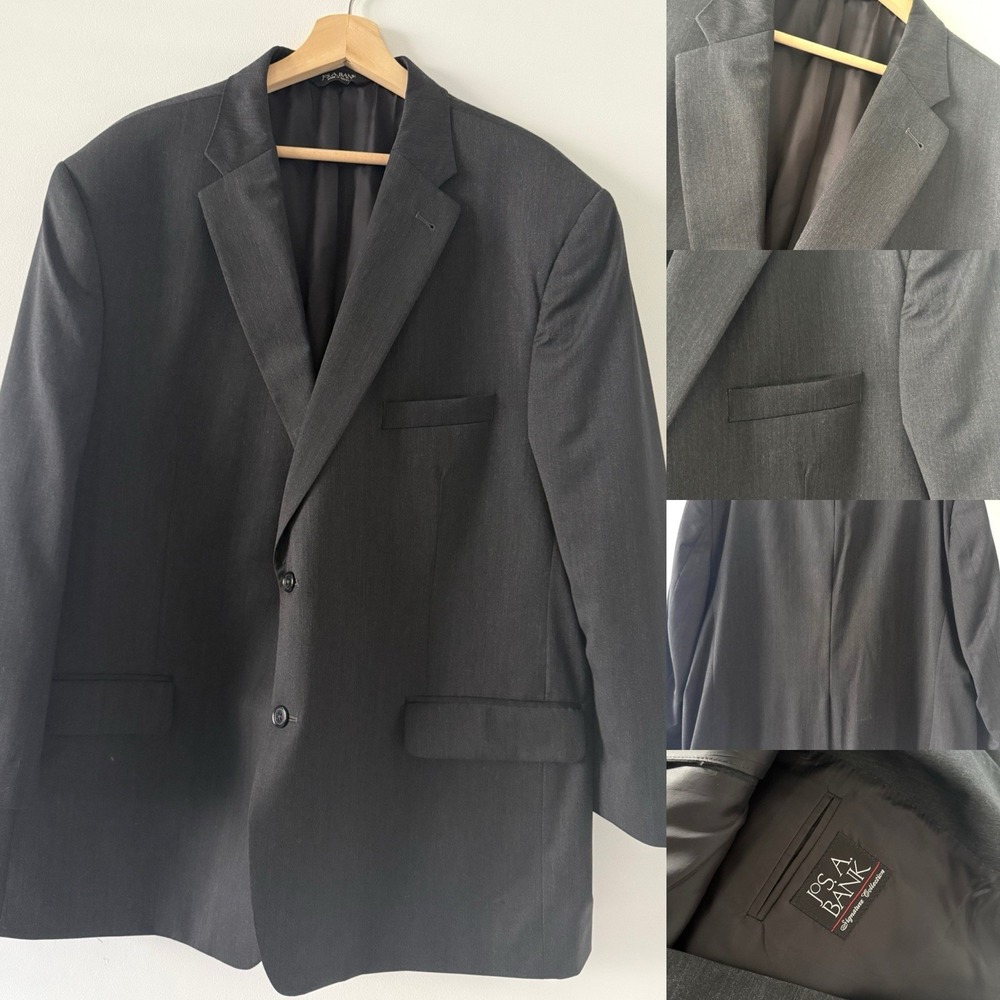 Jos A Bank 100% Wool Textured Dark Gray‎ Blazer Sport Jacket 50R